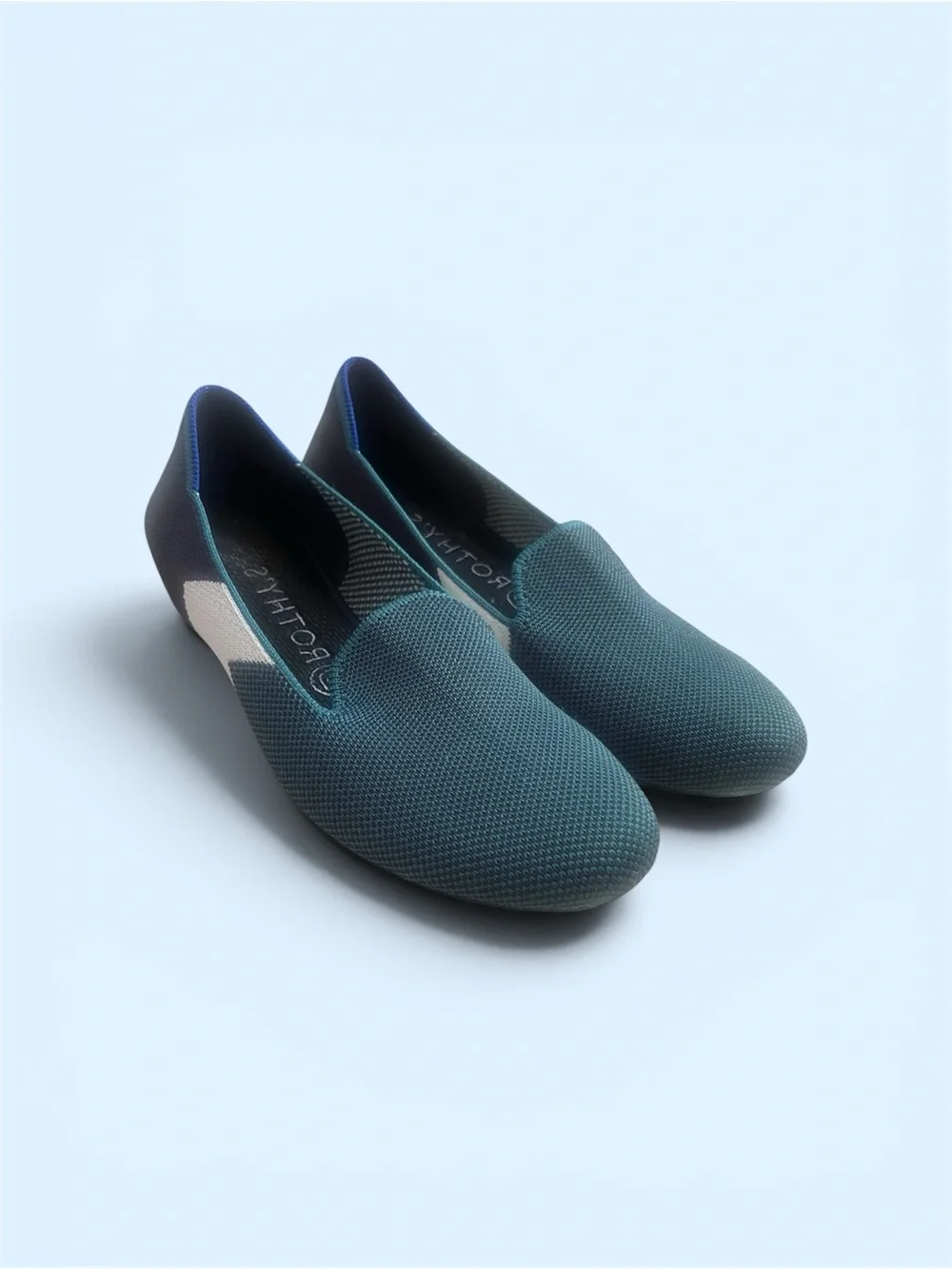 Rothy’s The Loafer Blue Colorblock Knit Flats Size 8